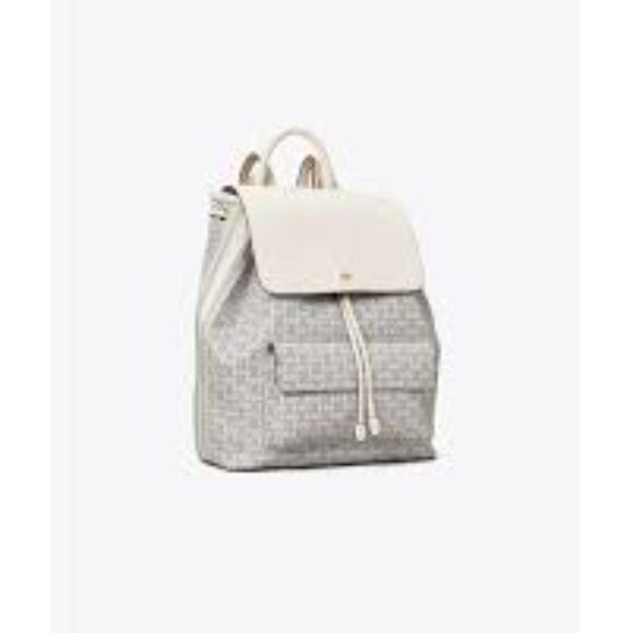 🔥Tory Burch 🔥Authentic Gemini Link Medium Canvas & Leather Backpack - Picture 1 of 9